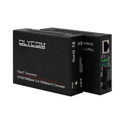 مبدل رسانه گیگابیتی PoE فیبر نوری Singlemode SC 20 کیلومتر 1310/1550 نانومتر DC48V بدون مدیریت