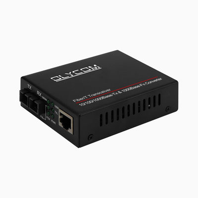 مبدل رسانه Gigabit PoE 15.4W 30W Unmanaged Active PoE Duplex SM MM فیبر CE