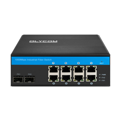 سوئیچ POE فیبر نوری 10 پورت گیگابیت با دو اسلات SFP سوئیچ Poe صنعتی