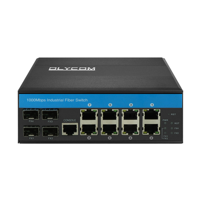 12 پورت سوئیچ Ethernet مدیریت شده صنعتی با فیبر ERPS 2.5G حلقه L2 قابل مدیریت