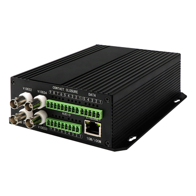 4 پورت AV تعادل صوتی اترنت تبدیل کننده رسانه های ویدئویی DC5V ST فیبر