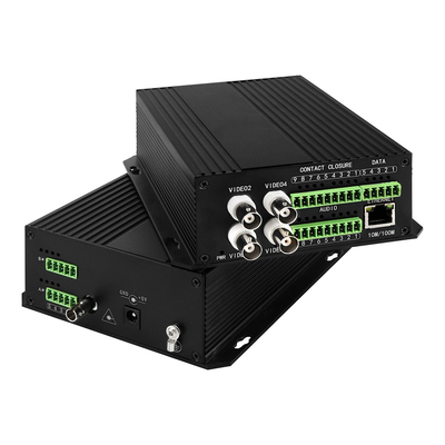 4 پورت AV تعادل صوتی اترنت تبدیل کننده رسانه های ویدئویی DC5V ST فیبر